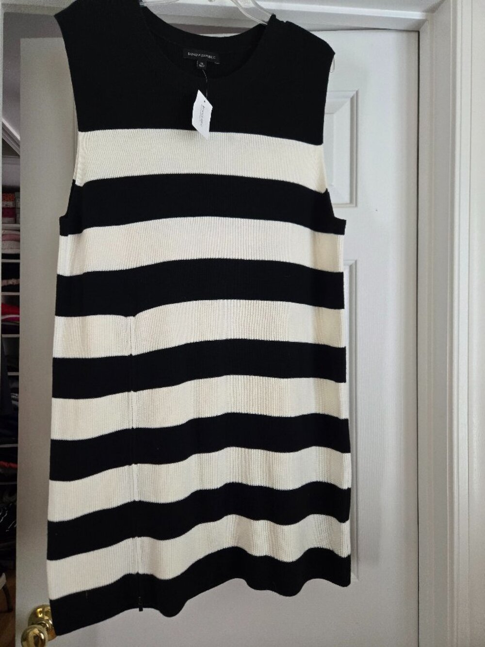NWT Banana Republic Knit Dress - Size XL Black/White Stripes